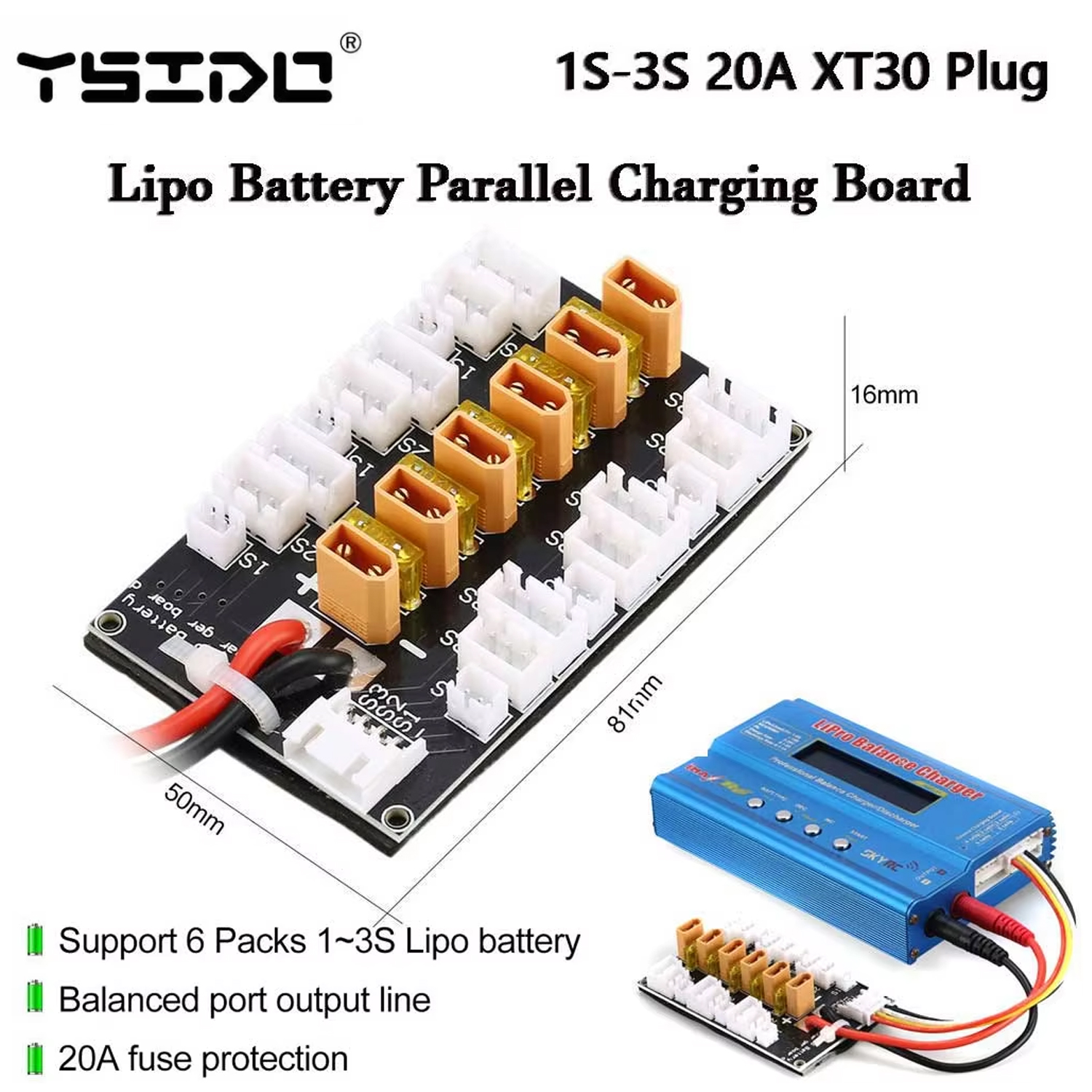 YSIDO Lipo Battery Parallel Ch - đánh giá và giá Drone Battery Parallel Board