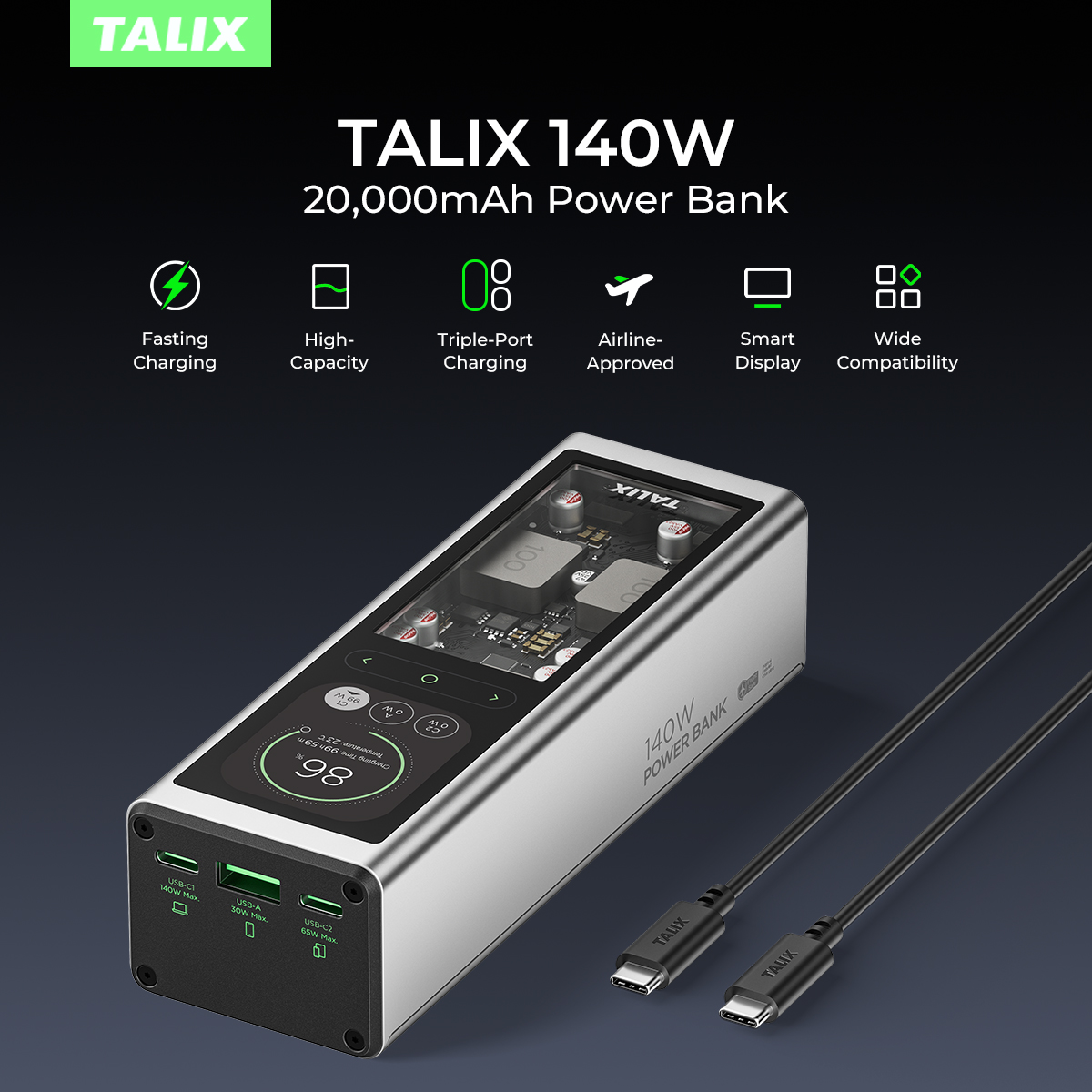 TALIX 140W Power Bank 20000mAh - đánh giá và giá Drone Battery Li-Ion