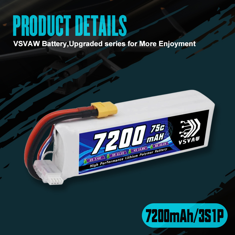 VSVAW 3S Lipo Battery 11.1V 72 - đánh giá và giá Drone Battery Connector