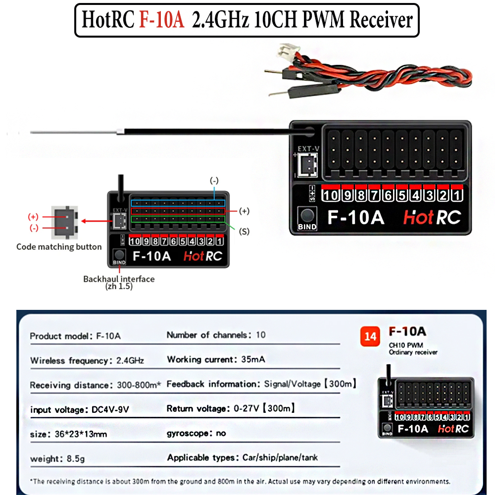 Hotrc Hot rc HT-10A HT10A 2.4G - đánh giá và giá Drone Battery Connector