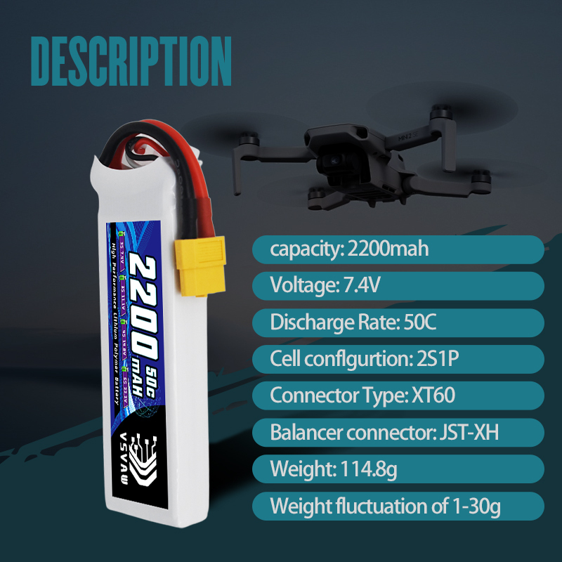 VSVAW 7.4V 2200mah 2S Drone Li - đánh giá và giá Drone Battery Plate