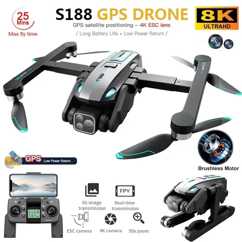 S188 Professional 8K GPS Drone - đánh giá và giá Drone Battery Li-Ion