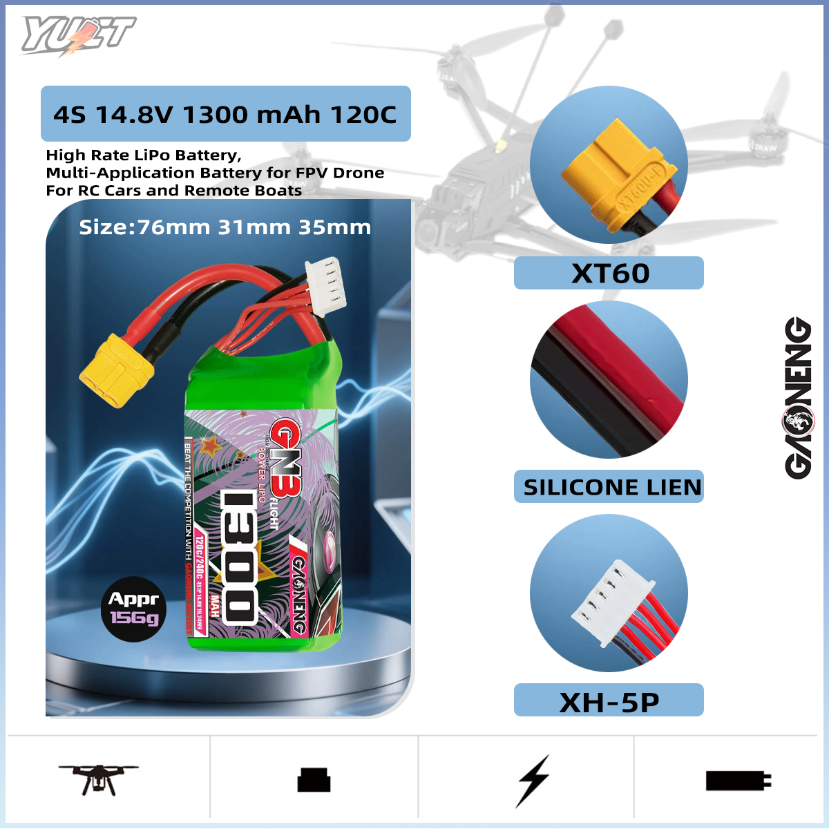 YUCT GNB 6S LiPo Battery 22.2V - đánh giá và giá Drone Battery 4S