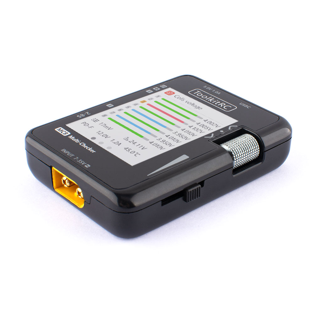 ToolkitRC MC8 Mini Size Cell c - đánh giá và giá Drone Battery Voltage Checker