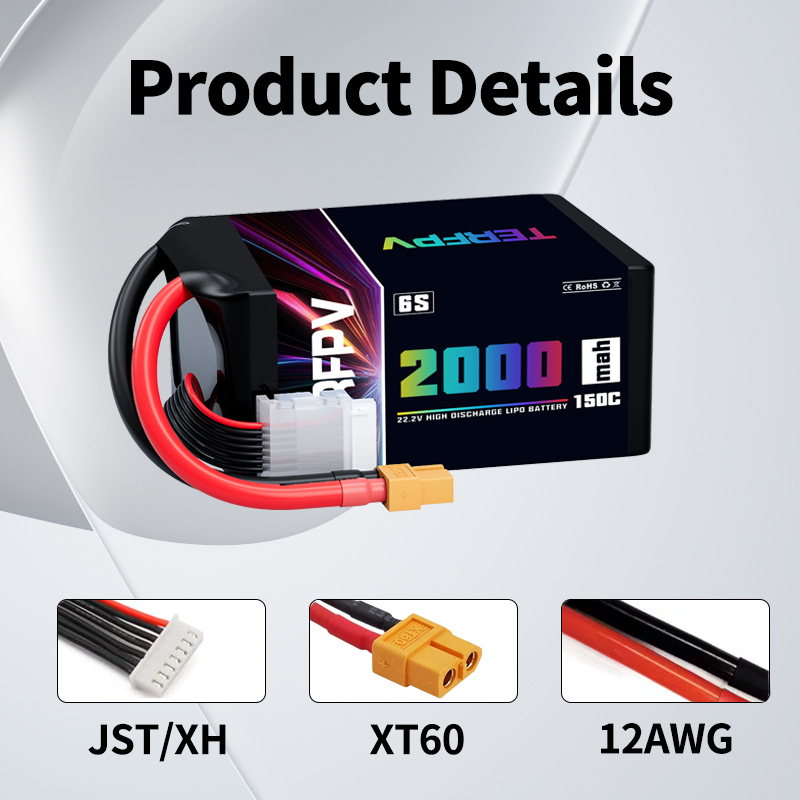 TERFPV 6S 22.2V 2000mAh 150C/3 - đánh giá và giá Drone Battery Plate
