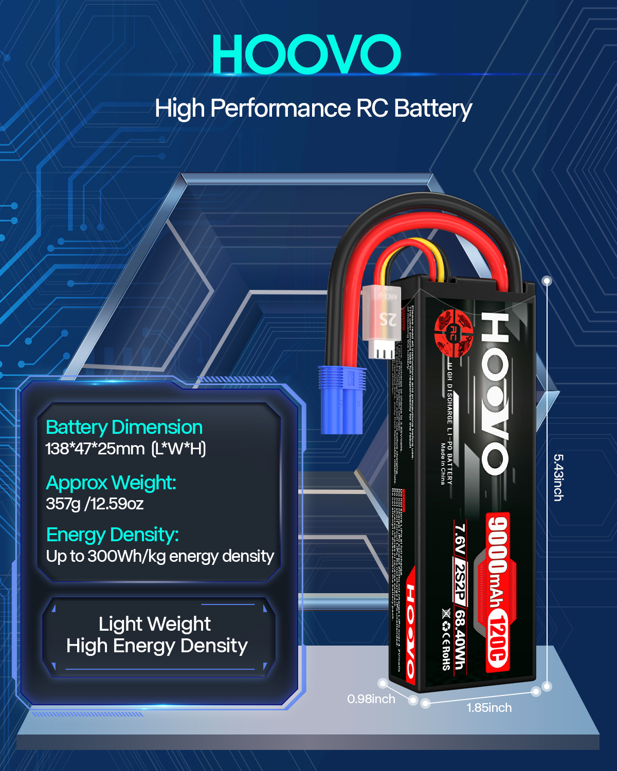 HOOVO 2S 9000mAh RC Battery 7. - đánh giá và giá Drone Battery High Voltage
